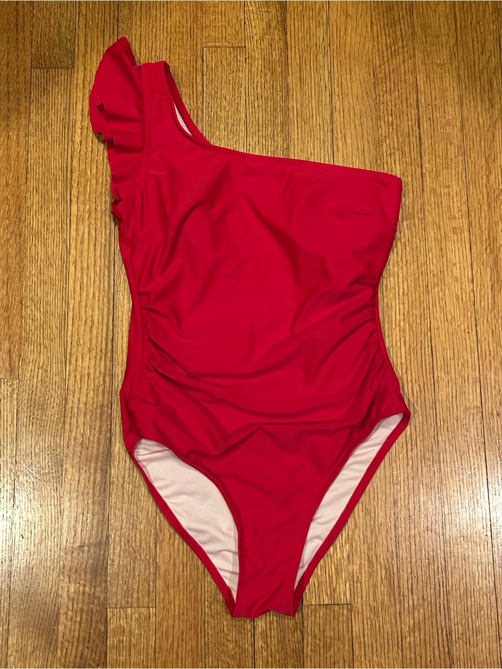 Cupshe Vibrant Red One-Shoulder Ruffle Swimsuit Size Medium - Picture 1 of 10